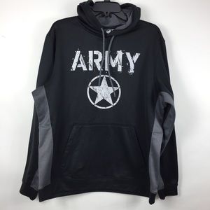Army Performance Mens Med Black Gray Army Hoodie